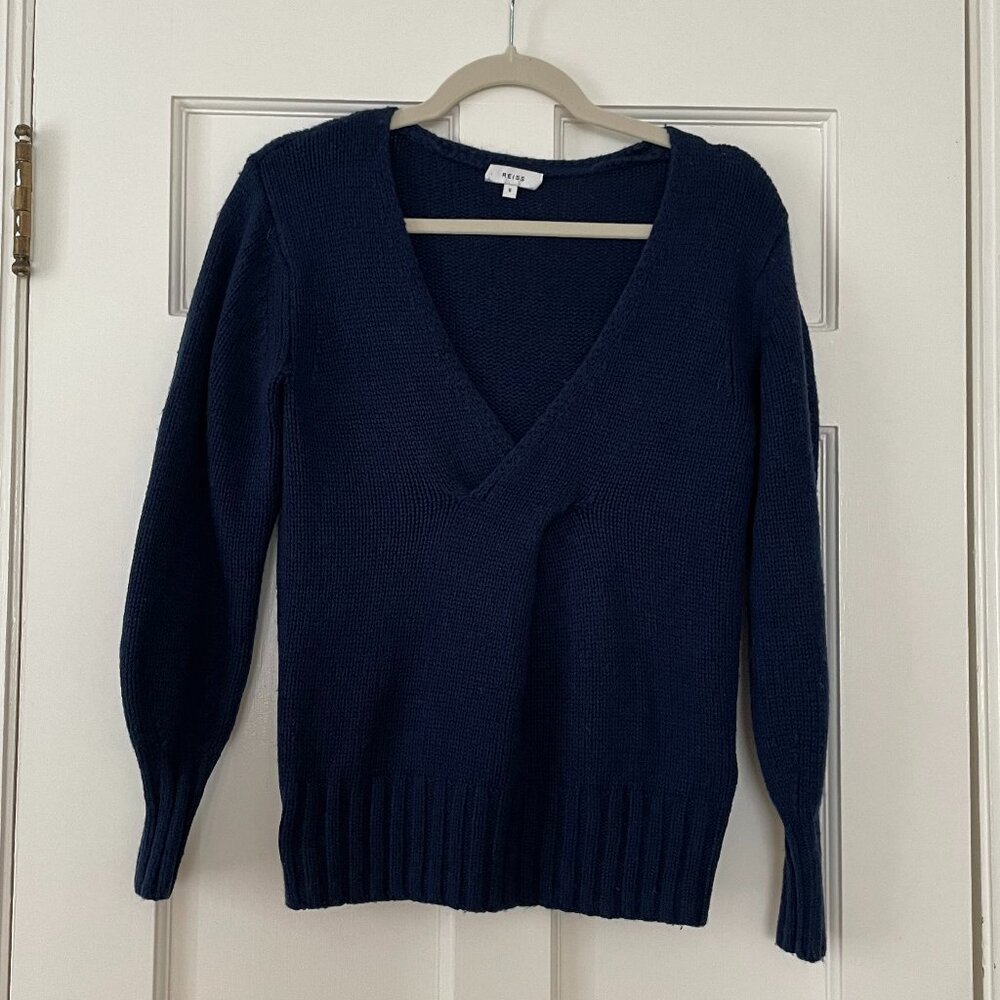 Reiss Kat Twist Front V-Neck Sweater Size S